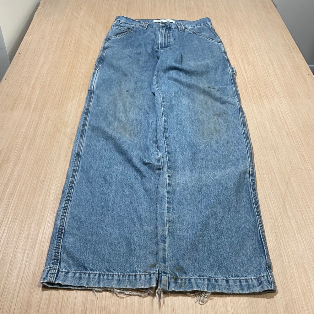 Signature by Levi Strauss Carpenter Jeans Mens Light Wash Baggy Distressed